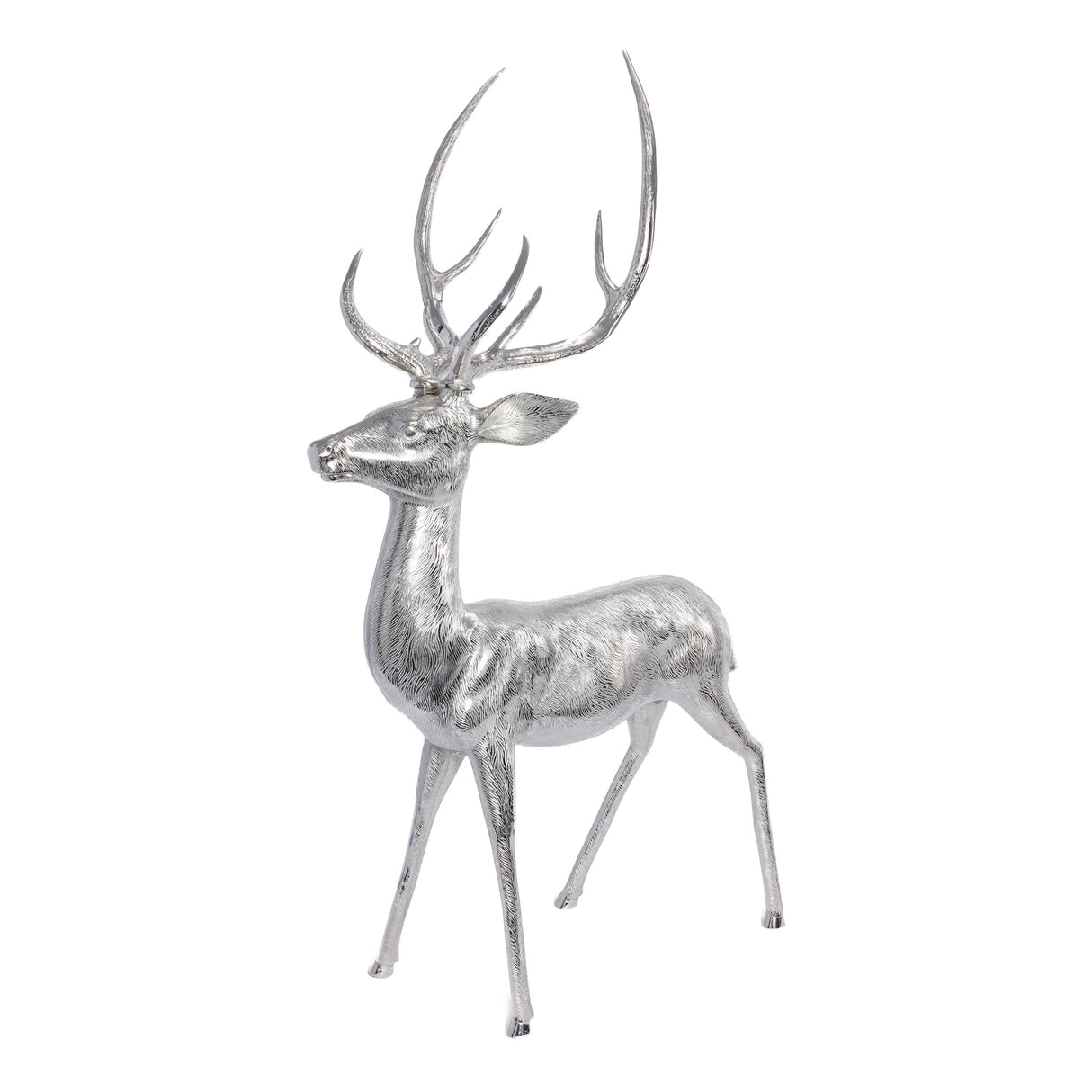 Zodax Corviglia Standing Deer Statue- Aluminum Metal Sculpture
