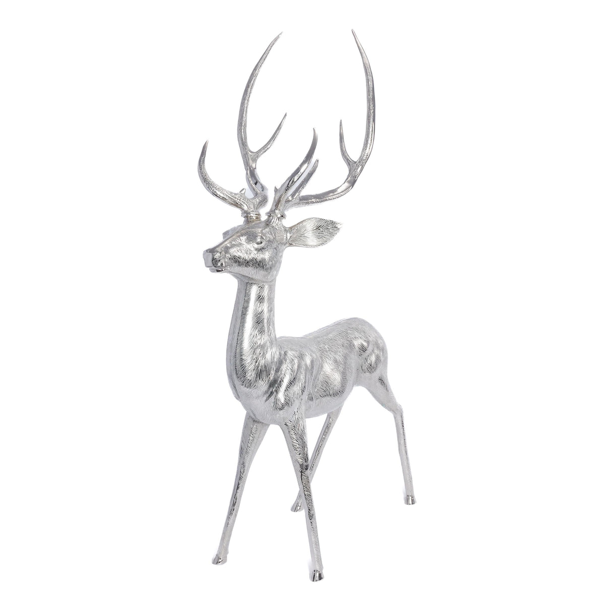 Zodax Corviglia Standing Deer Statue- Aluminum Metal Sculpture