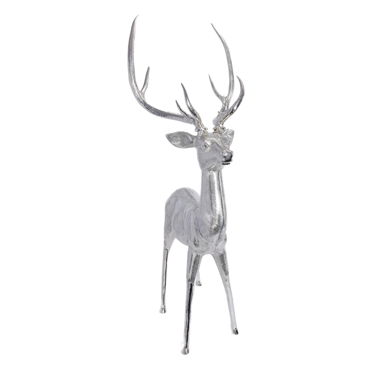 Zodax Corviglia Standing Deer Statue- Aluminum Metal Sculpture