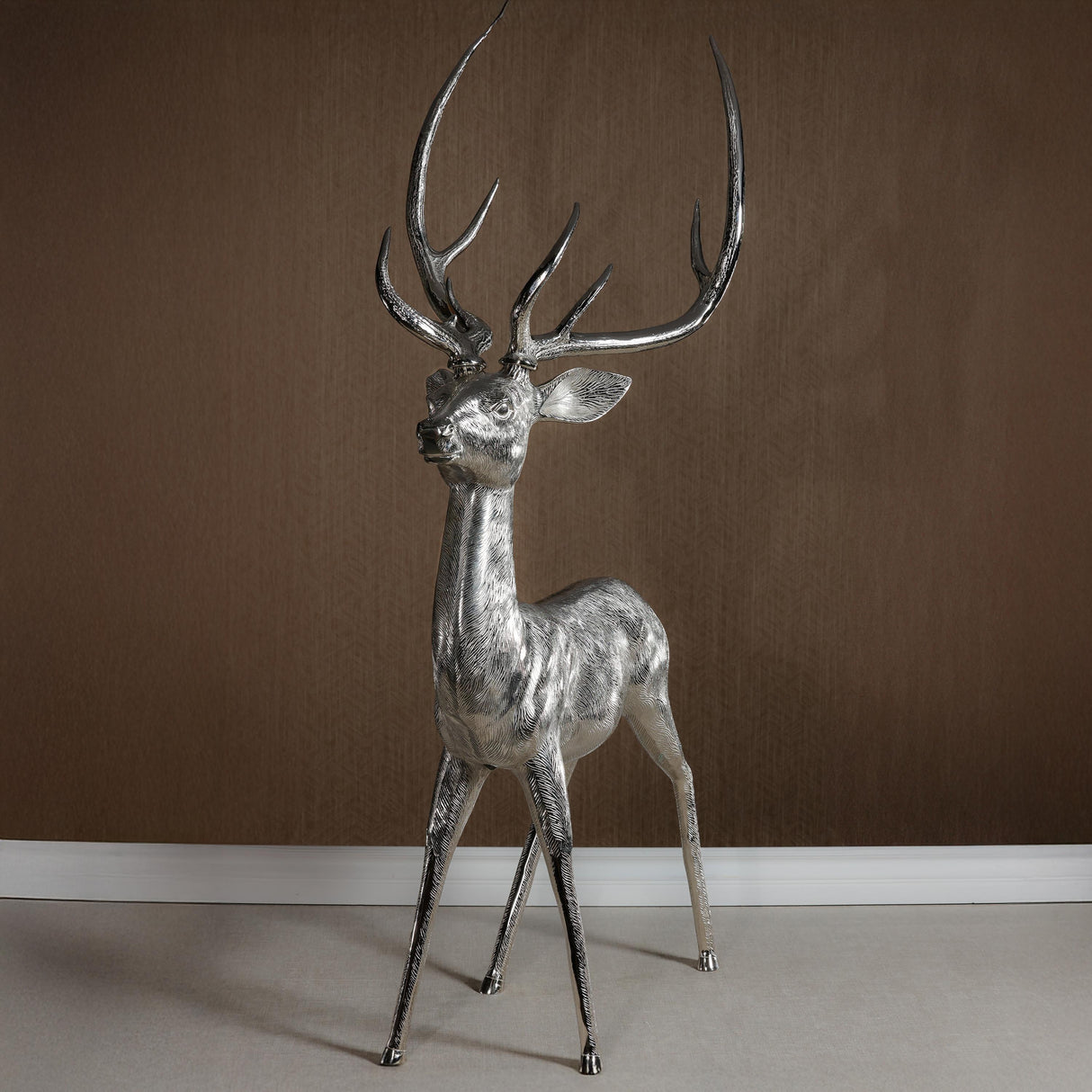 Zodax Corviglia Standing Deer Statue- Aluminum Metal Sculpture