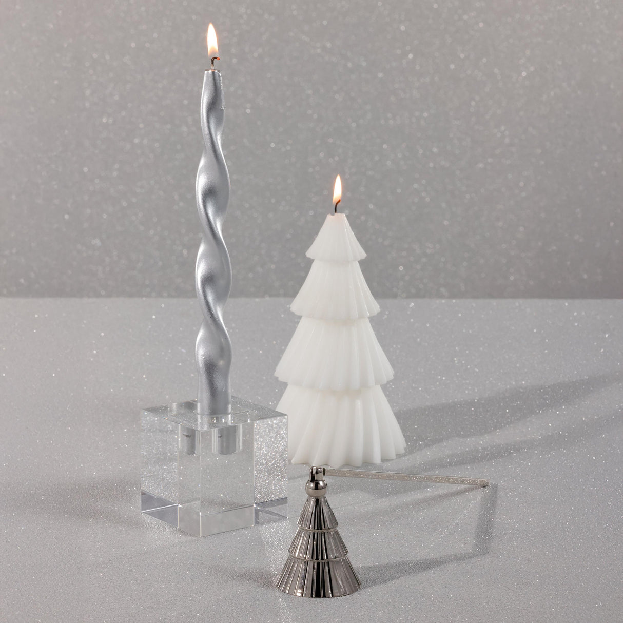 Zodax Nickel Christmas Tree Design Brass Candle Snuffer