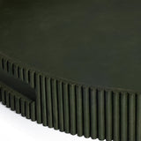 Zodax 20" Round Fluted Green Leather Tray