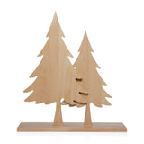 Zodax Natural Ash Wood Silhouette Double Christmas Trees on Base