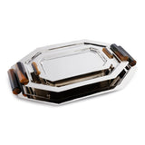 Zodax Medium Nickel Polished Octagon Metal Serving Trays with Horn Handles