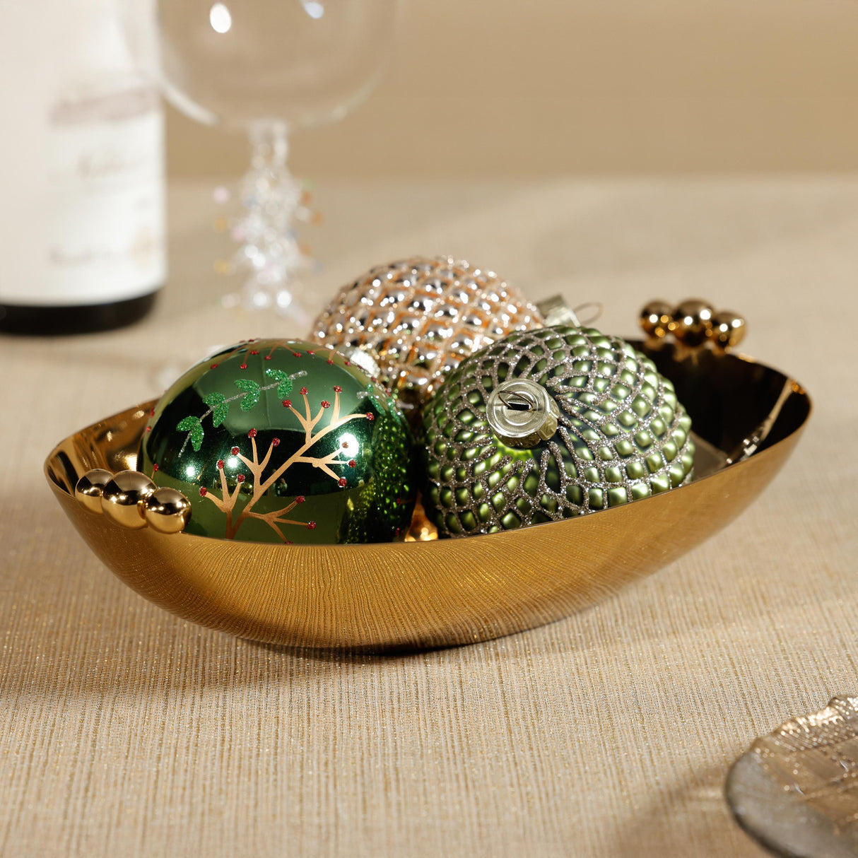 Zodax Gold Lucente Polished Oval Metal Serving Bowls