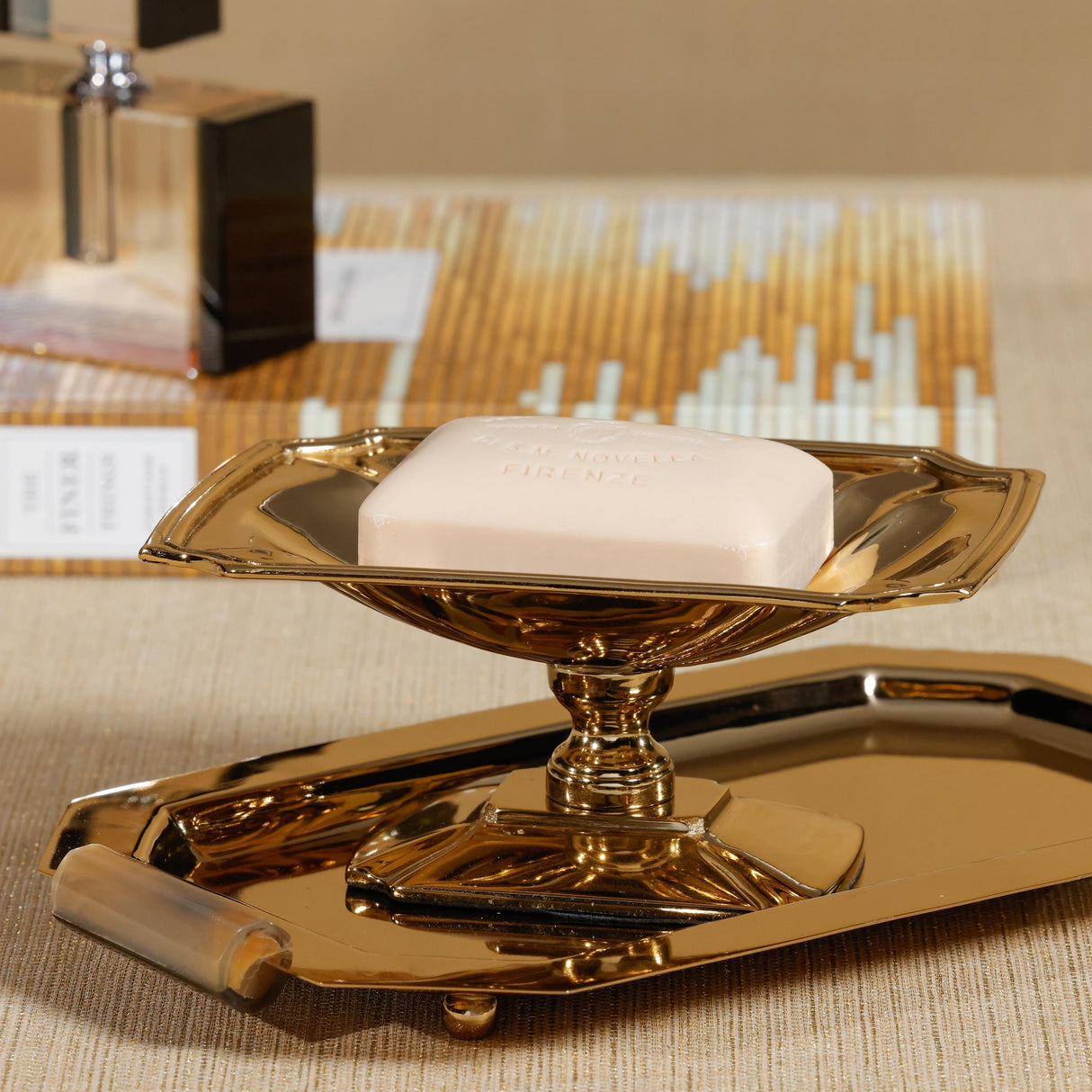Zodax Gold Lucente Polished Stainless Steel Footed Serving Dish