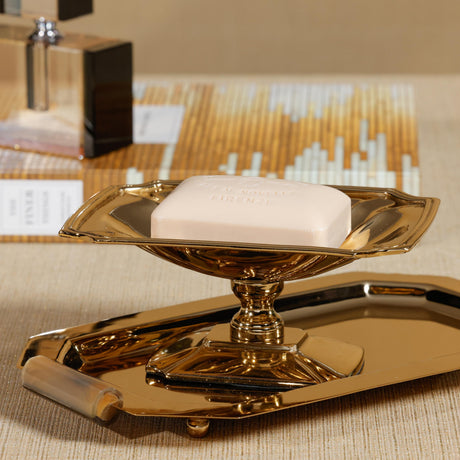 Zodax Gold Lucente Polished Stainless Steel Footed Serving Dish