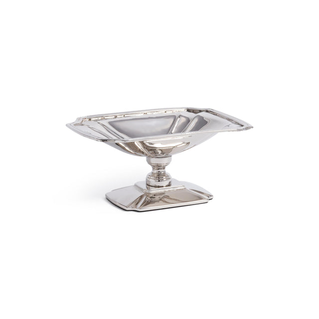 Zodax Nickel Lucente Polished Stainless Steel Footed Serving Dish
