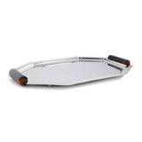 Zodax Large Nickel Polished Octagon Metal Serving Trays with Horn Handles