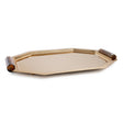 Zodax Large Gold Polished Octagon Metal Serving Trays with Horn Handles