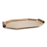 Zodax Large Gold Polished Octagon Metal Serving Trays with Horn Handles