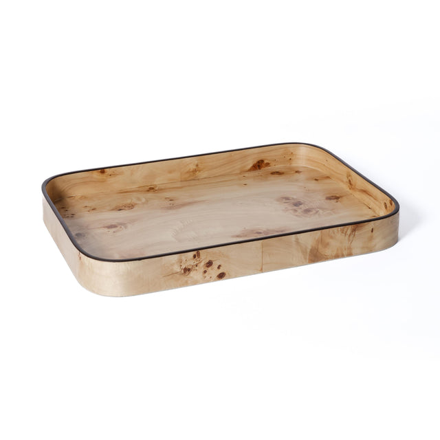 Zodax Valberg Burl Veneer Rectangular Rounded Serving Tray