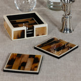 Zodax Maison Helvte Horn & Bone Coasters with Holder, Set of 4
