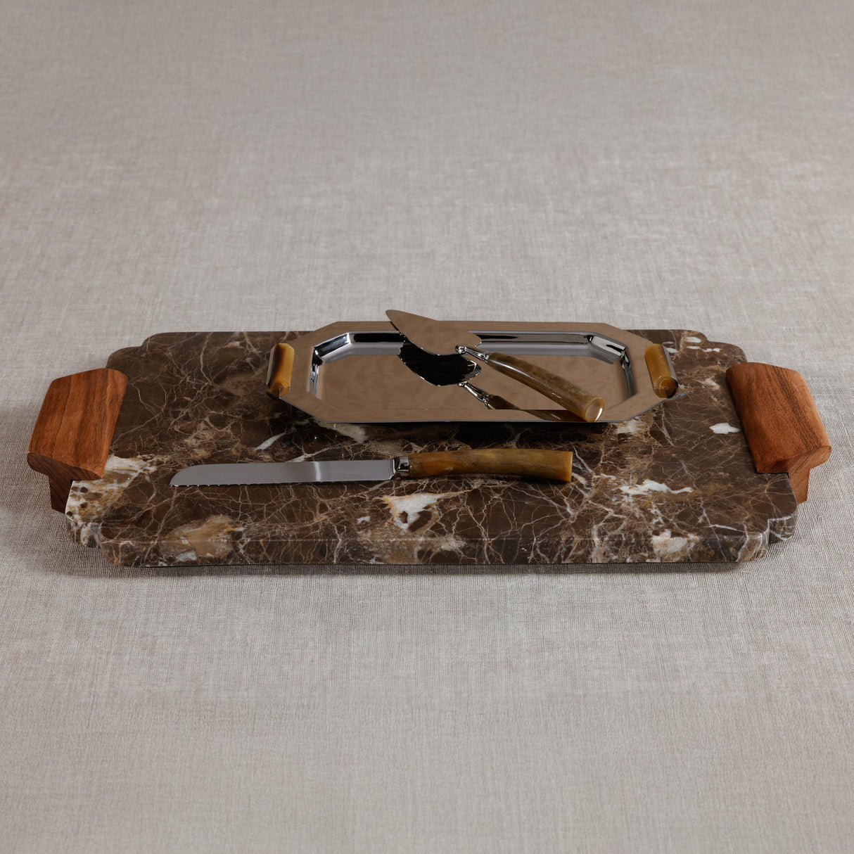 Zodax Large Mocha Marble Charcuterie Tray / Serving Board