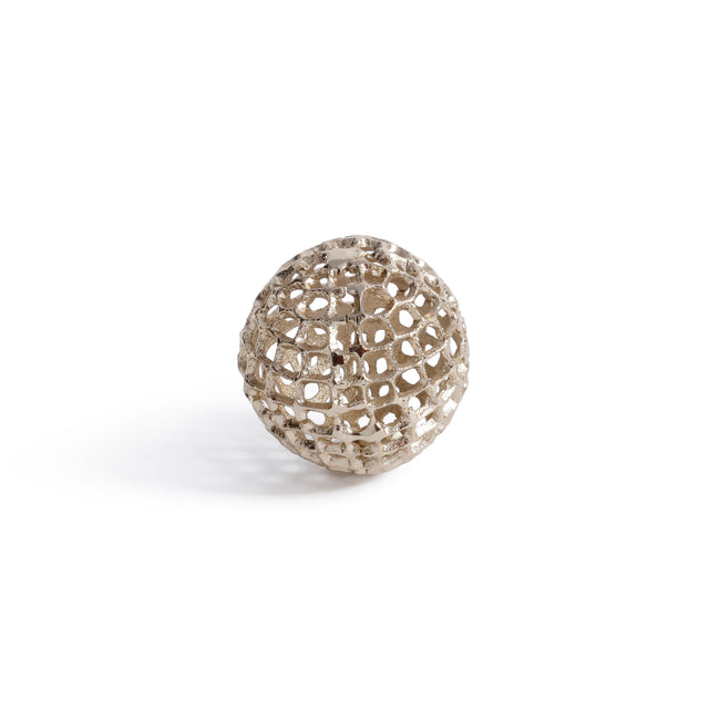 Zodax Reticolo Decorative Gold Metal Orbs, Set of 2, 4"