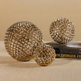 Zodax Reticolo Decorative Gold Metal Orbs, Set of 2, 4"