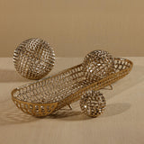 Zodax 28" Reticolo Oval Gold Metal Decorative Footed Tray