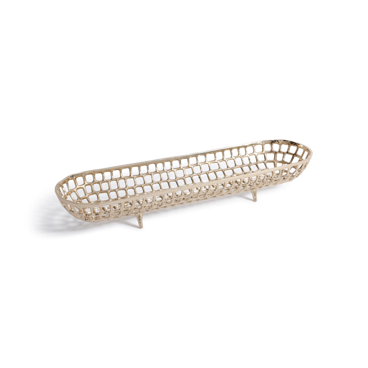 Zodax 23.5" Reticolo Oval Gold Metal Decorative Footed Tray