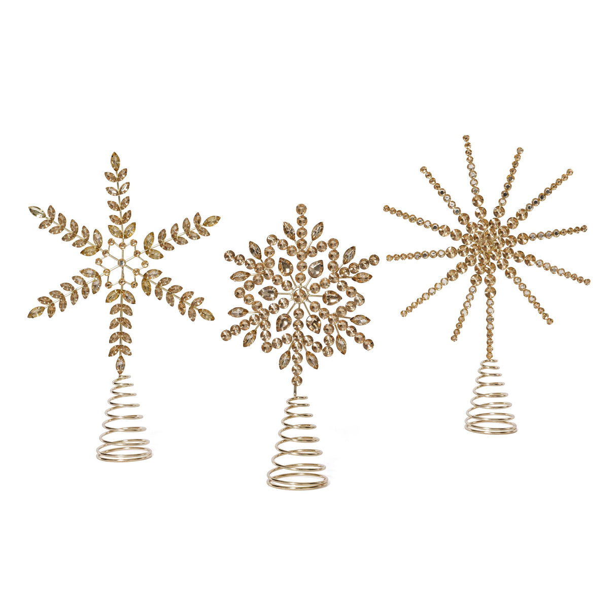 Zodax Jeweled Christmas Tree Topper, 6 Pieces (2 Sets of 3 Assorted)