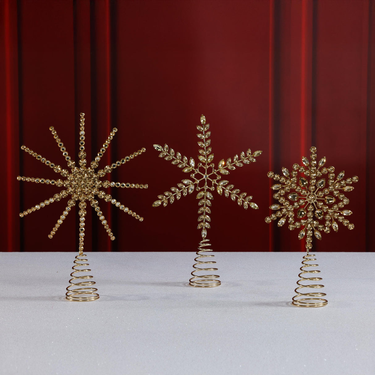 Zodax Jeweled Christmas Tree Topper, 6 Pieces (2 Sets of 3 Assorted)