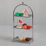 Zodax Nickel Lucente High Tea Polished Stainless Steel 3-Tier Serving Stand