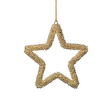 Zodax 6" Golden Pearl Star Christmas Hanging Ornaments, Set of 12