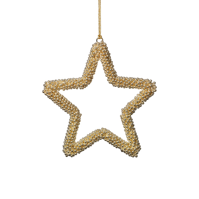 Zodax 6" Golden Pearl Star Christmas Hanging Ornaments, Set of 12