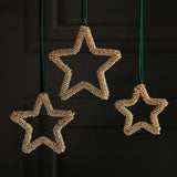 Zodax 6" Golden Pearl Star Christmas Hanging Ornaments, Set of 12