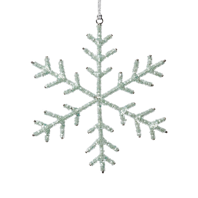 Zodax 8" Green Beaded Snowflake Christmas Hanging Dcor Ornaments, Set of 12
