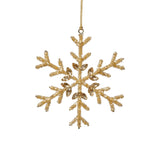 Zodax 6" Golden Beaded Snowflake Christmas Hanging Ornaments, Set of 12