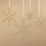 Zodax 6" Golden Beaded Snowflake Christmas Hanging Ornaments, Set of 12