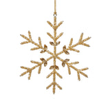 Zodax 8" Golden Beaded Snowflake Christmas Hanging Ornaments, Set of 12