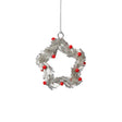 Zodax 4" Silver Festive Beaded Christmas Hanging Ornaments with Red Berries, Set of 12