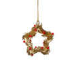 Zodax 4" Gold Festive Beaded Christmas Hanging Ornaments with Red Berries, Set of 12