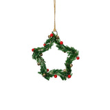 Zodax 4" Green Festive Beaded Christmas Hanging Ornaments with Red Berries, Set of 12