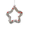 Zodax 6" Silver Festive Beaded Christmas Hanging Ornaments with Red Berries, Set of 12