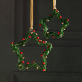 Zodax 6" Green Festive Beaded Christmas Hanging Ornaments with Red Berries, Set of 12