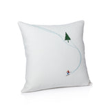 Zodax Ski Mountain Winter Scene Cotton Embroidered Throw Pillow, 16" x 16"