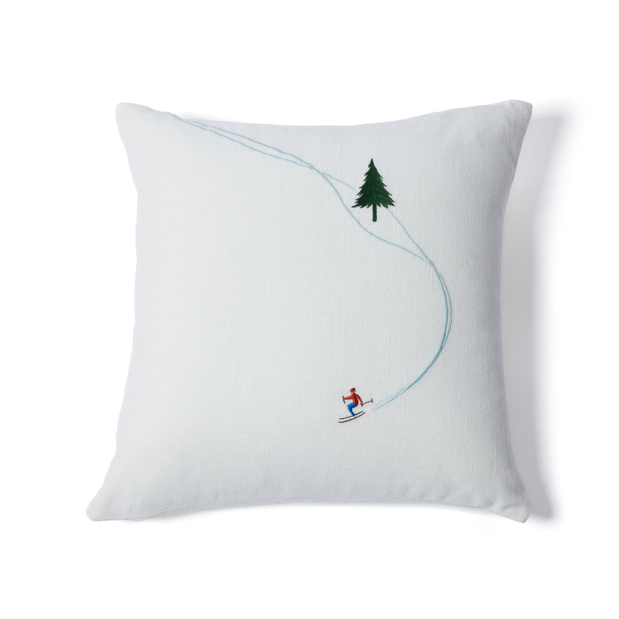 Zodax Ski Mountain Winter Scene Cotton Embroidered Throw Pillow, 16" x 16"