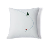 Zodax Ski Mountain Winter Scene Cotton Embroidered Throw Pillow, 16" x 16"