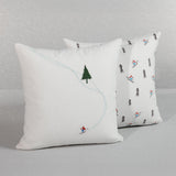 Zodax Ski Mountain Winter Scene Cotton Embroidered Throw Pillow, 16" x 16"