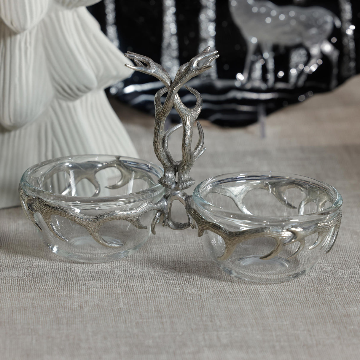 Zodax St. Anton Pewter & Glass Condiment Set