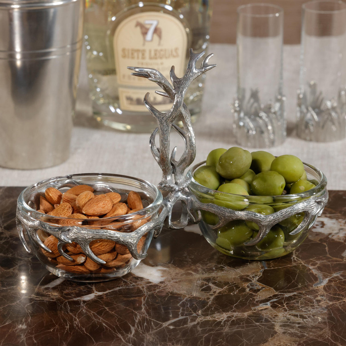 Zodax St. Anton Pewter & Glass Condiment Set