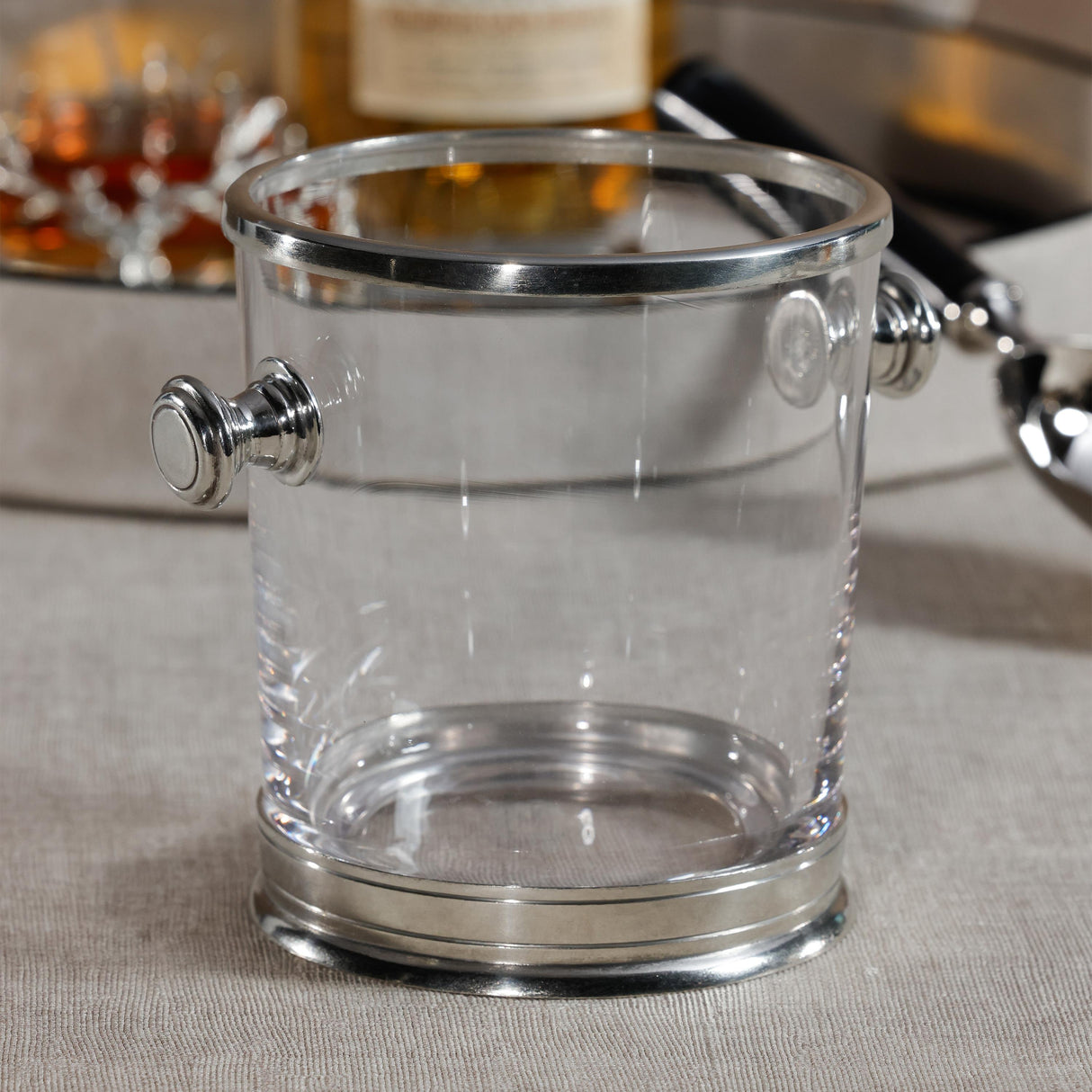 Zodax St. Anton Pewter & Glass Ice Bucket with Handles