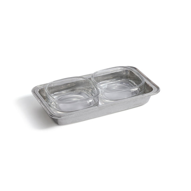 Zodax St. Moritz Pewter & Glass Condiment Set