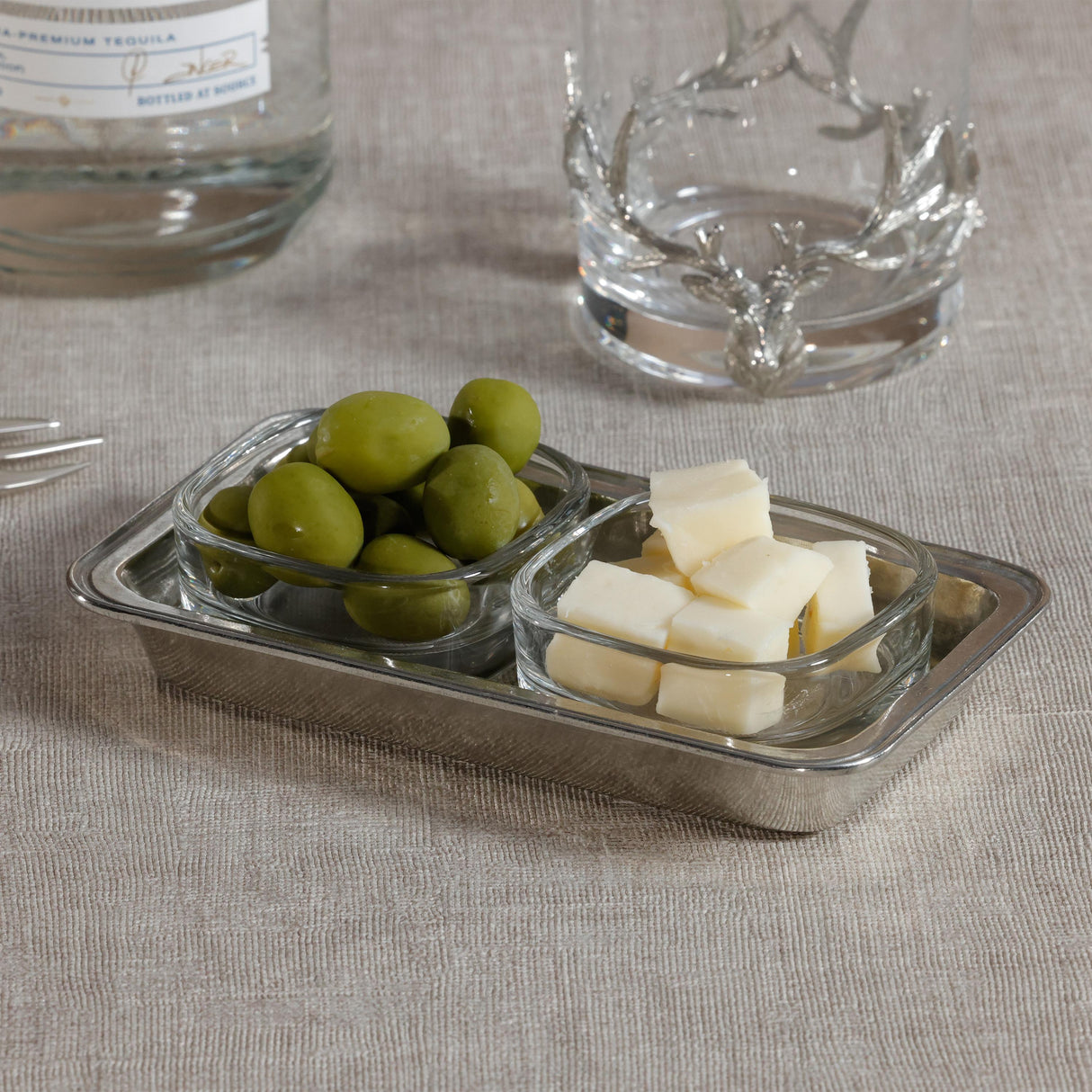 Zodax St. Moritz Pewter & Glass Condiment Set