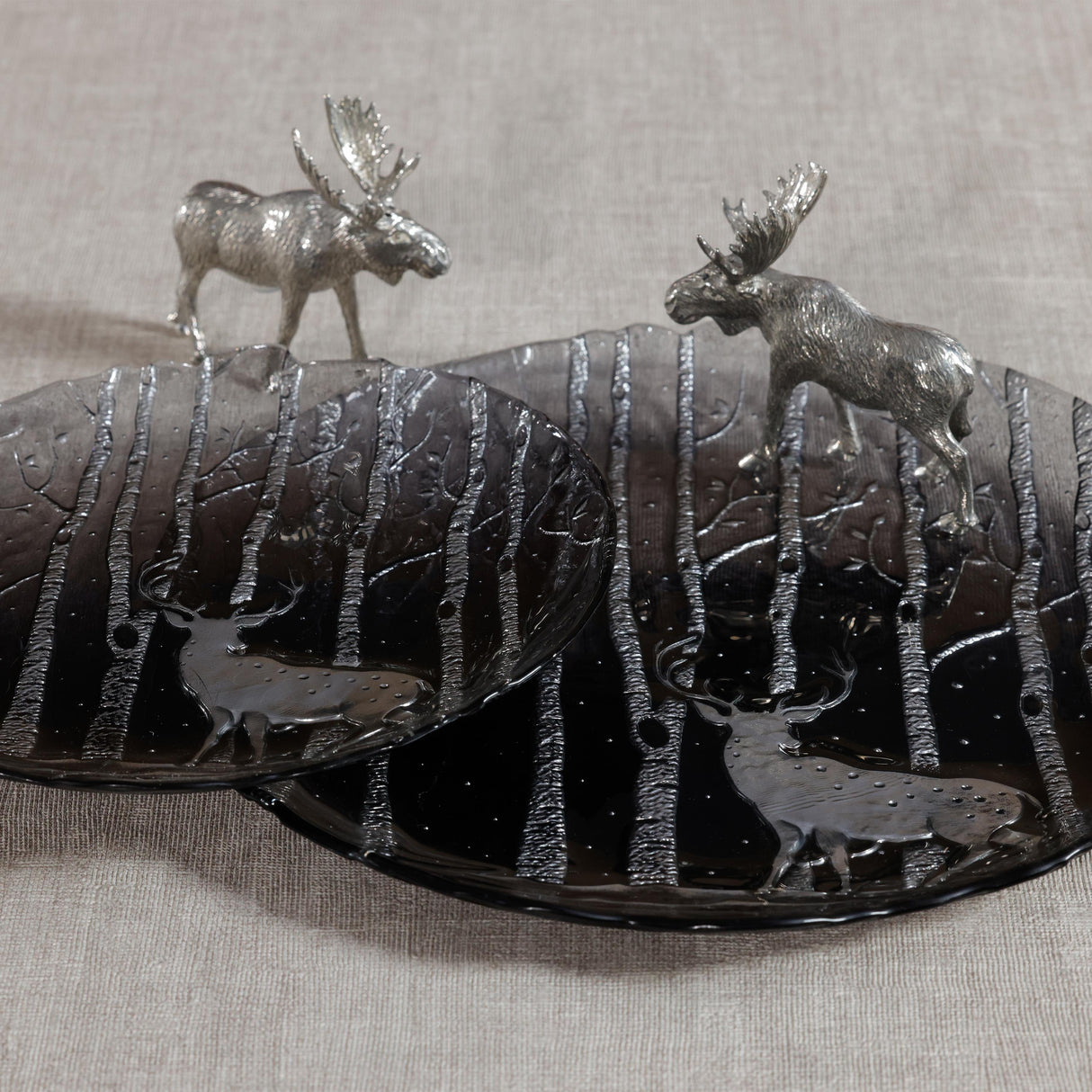 Zodax Smoke Wilderness Glass Dessert Plates, Set of 6