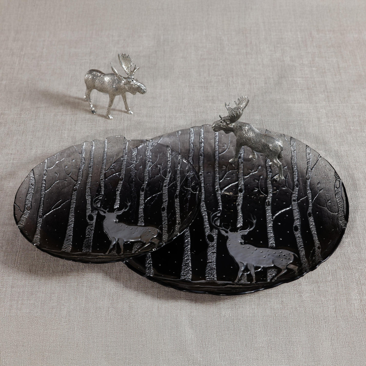 Zodax Smoke Wilderness Glass Dinner Plates, Set of 6