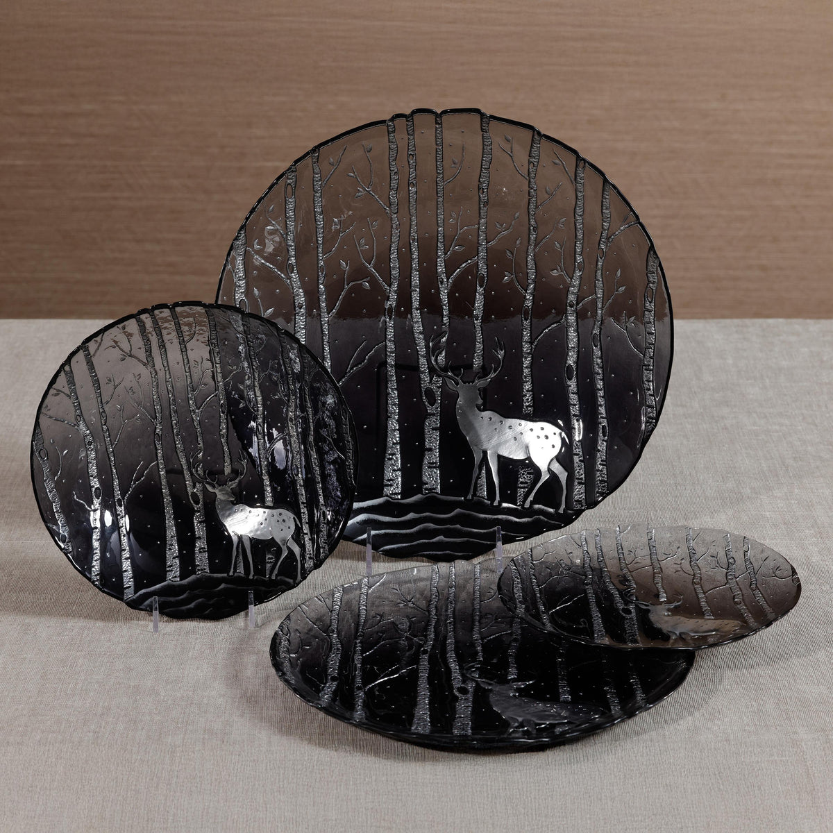 Zodax Smoke Wilderness Glass Dinner Plates, Set of 6