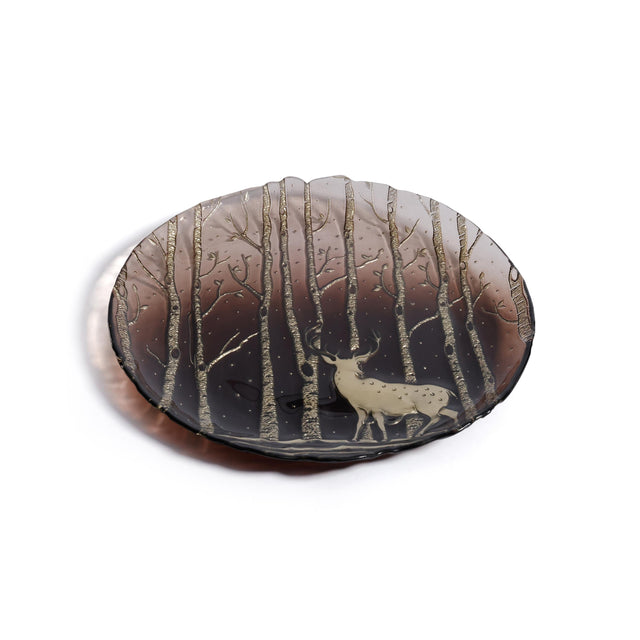 Zodax Taupe Wilderness Glass Dinner Plates, Set of 6